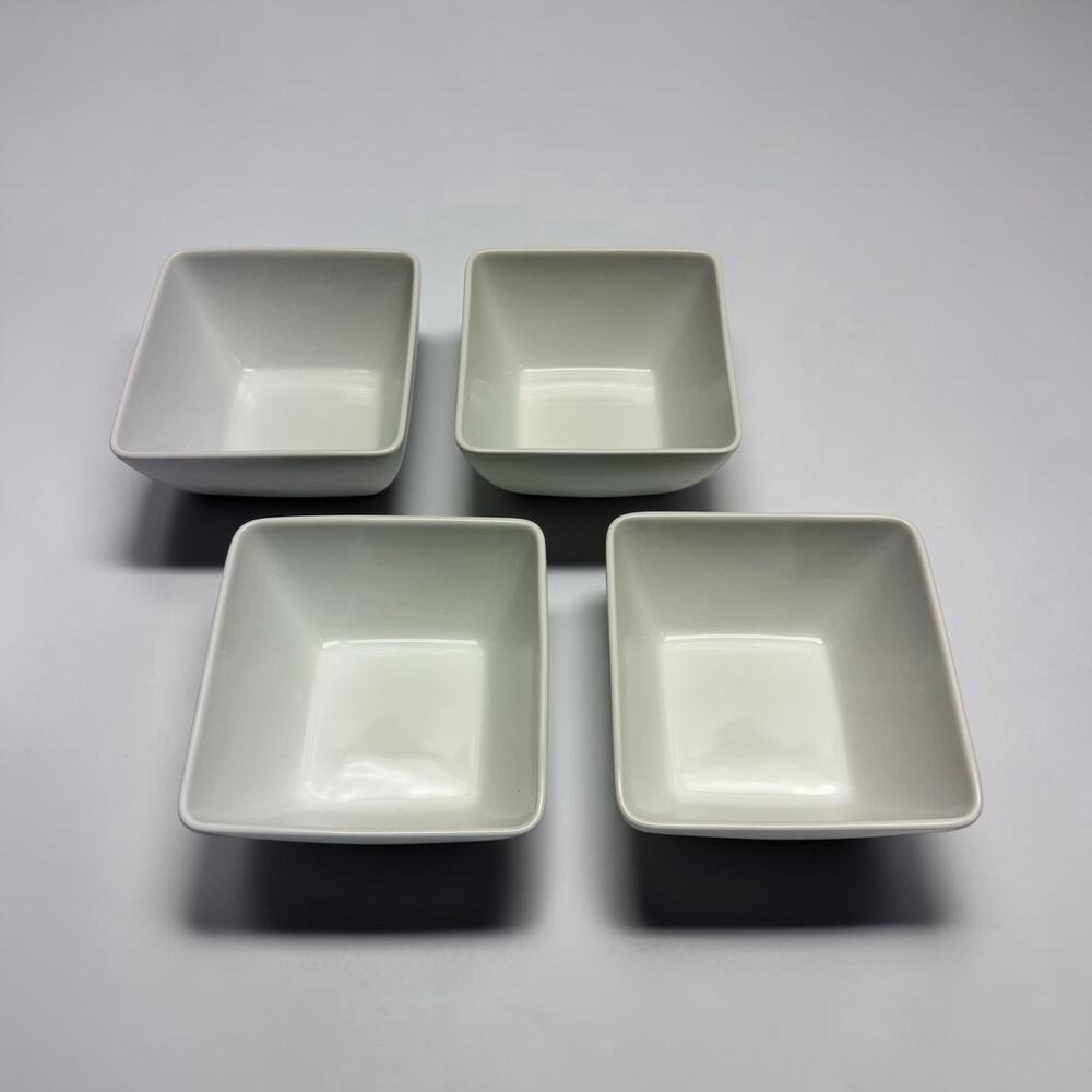 World Market White Square Bowls Set of 4 Porcelain Stoneware Soup Salad Bowls